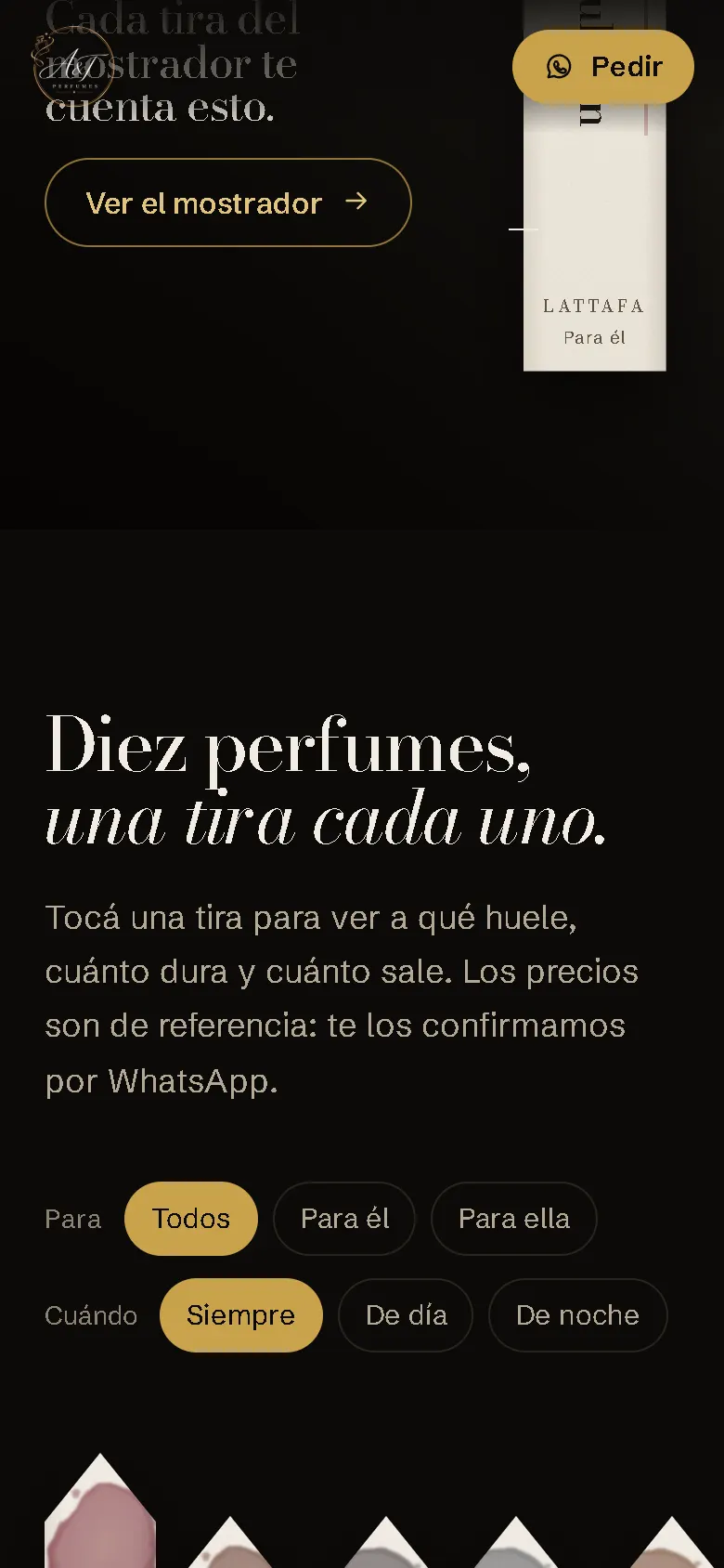 Demo de A&T Perfumes: diez perfumes, una tira cada uno