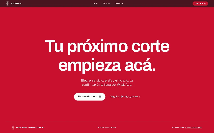 Cierre de la demo de King's Barber en rojo: Tu próximo corte empieza acá